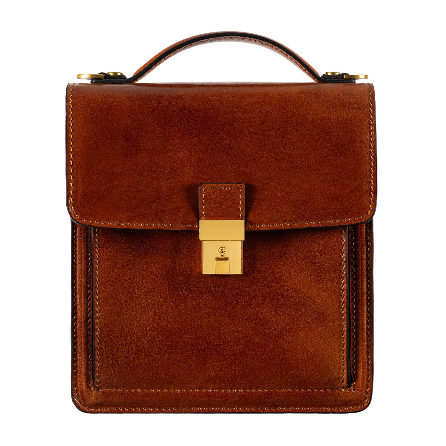 Valigetta piccola in pelle da uomo, unisex - Walden: Marrone cognac