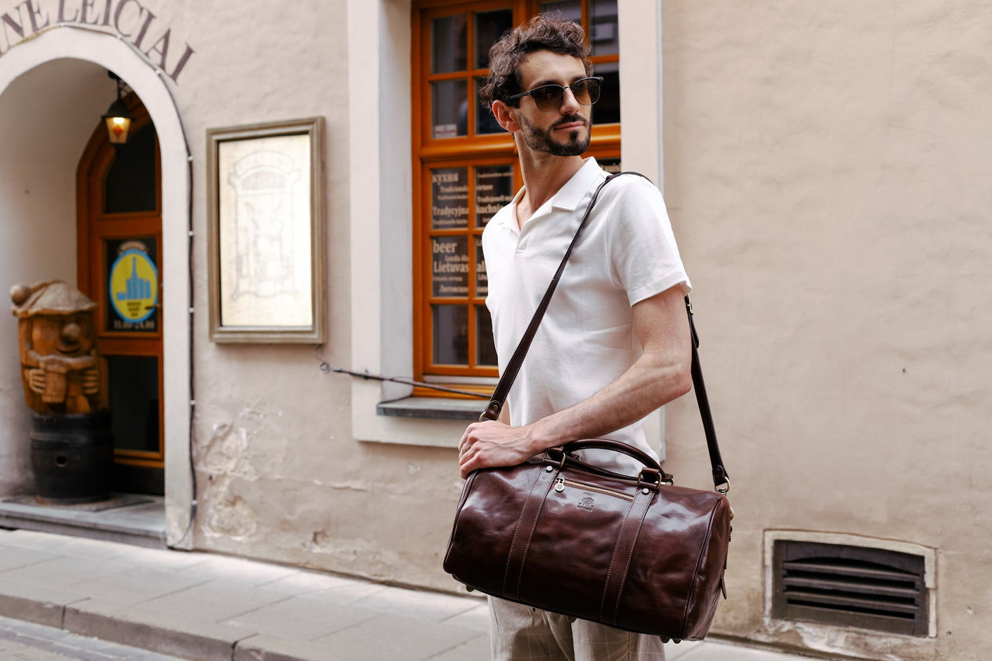 Borsa da week-end in pelle artigianale Made in Italy