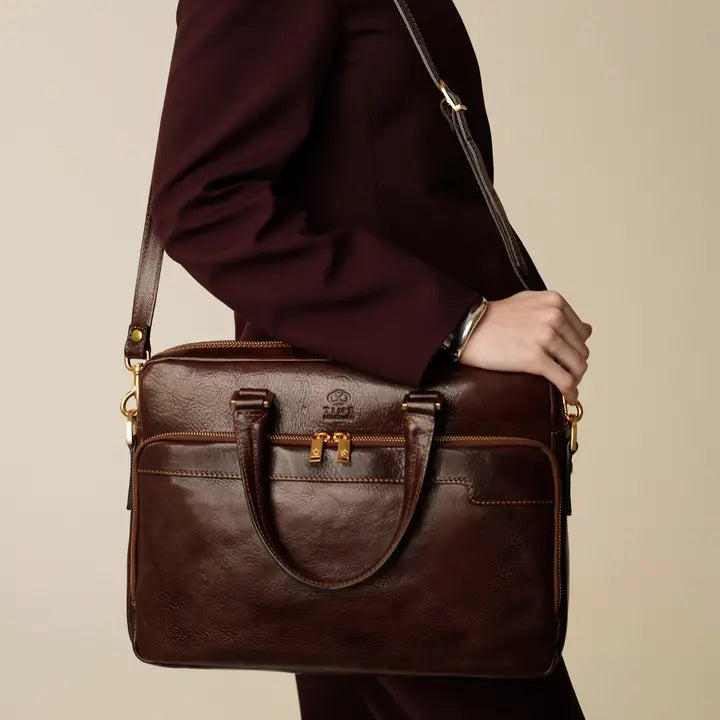 Borsa per laptop in pelle marrone - Orlando: Marrone