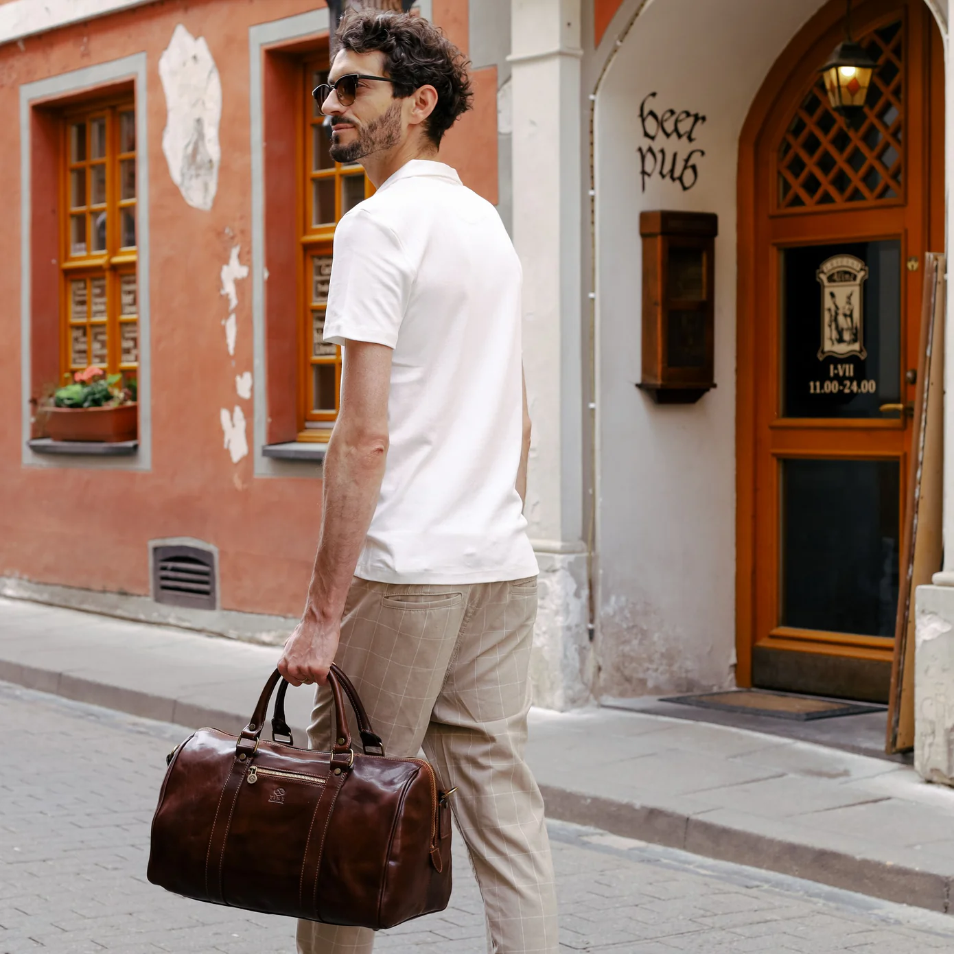 Borsa da week-end in pelle artigianale Made in Italy