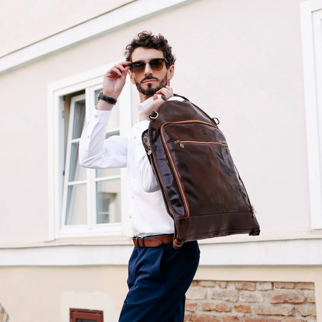 Borsa porta abiti in pelle artigianale