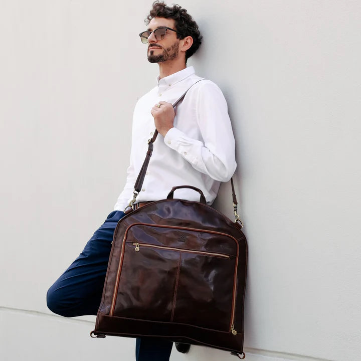 Borsa porta abiti in pelle artigianale