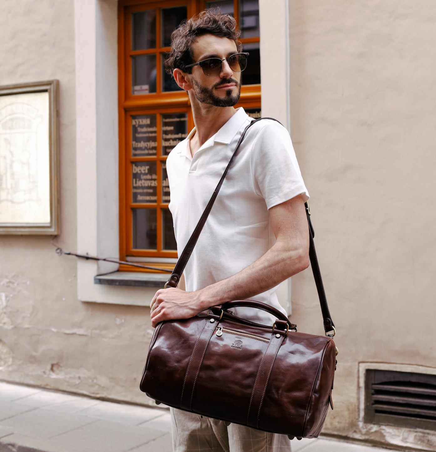 Borsa da week-end in pelle artigianale Made in Italy