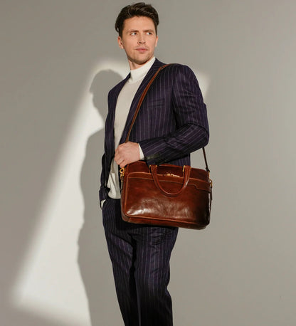 Borsa per laptop in pelle marrone - Orlando: Marrone