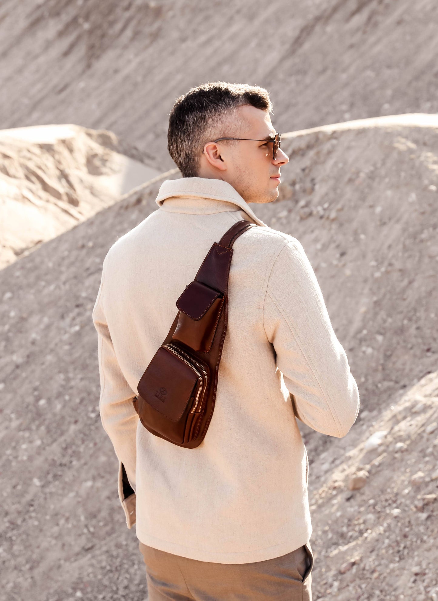 Borsa a tracolla in pelle - The Monk: Marrone