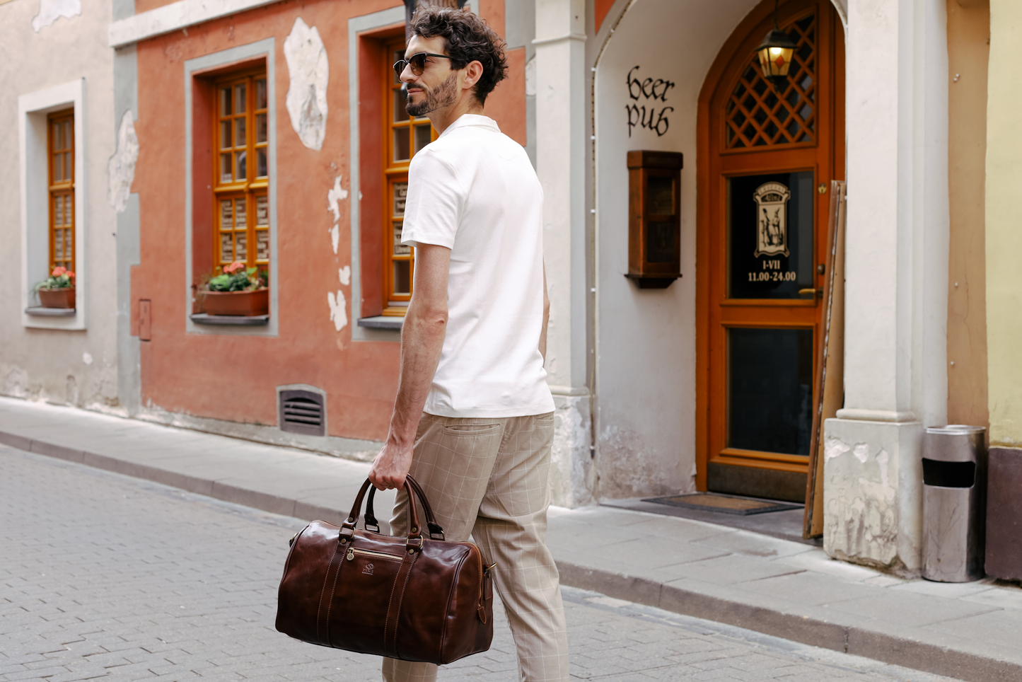 Borsa da week-end in pelle artigianale Made in Italy