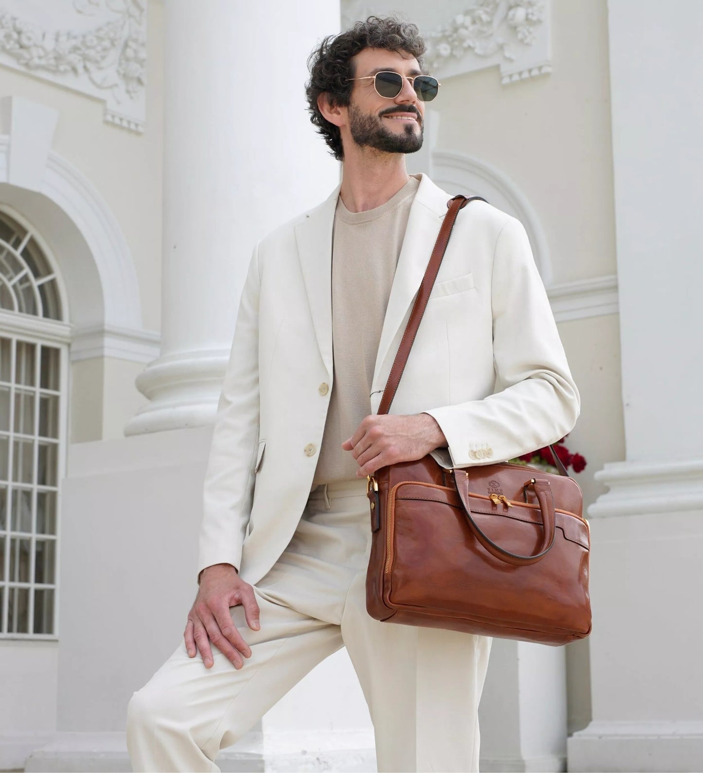 Borsa per laptop in pelle marrone - Orlando: Colore Cognac