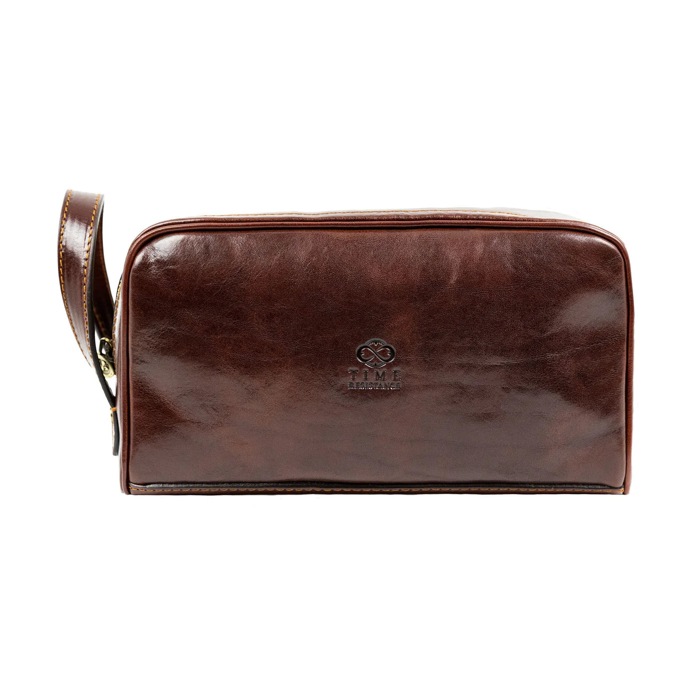 Borsa per cosmetici in pelle marrone italiana - All the Kings Men: Marrone