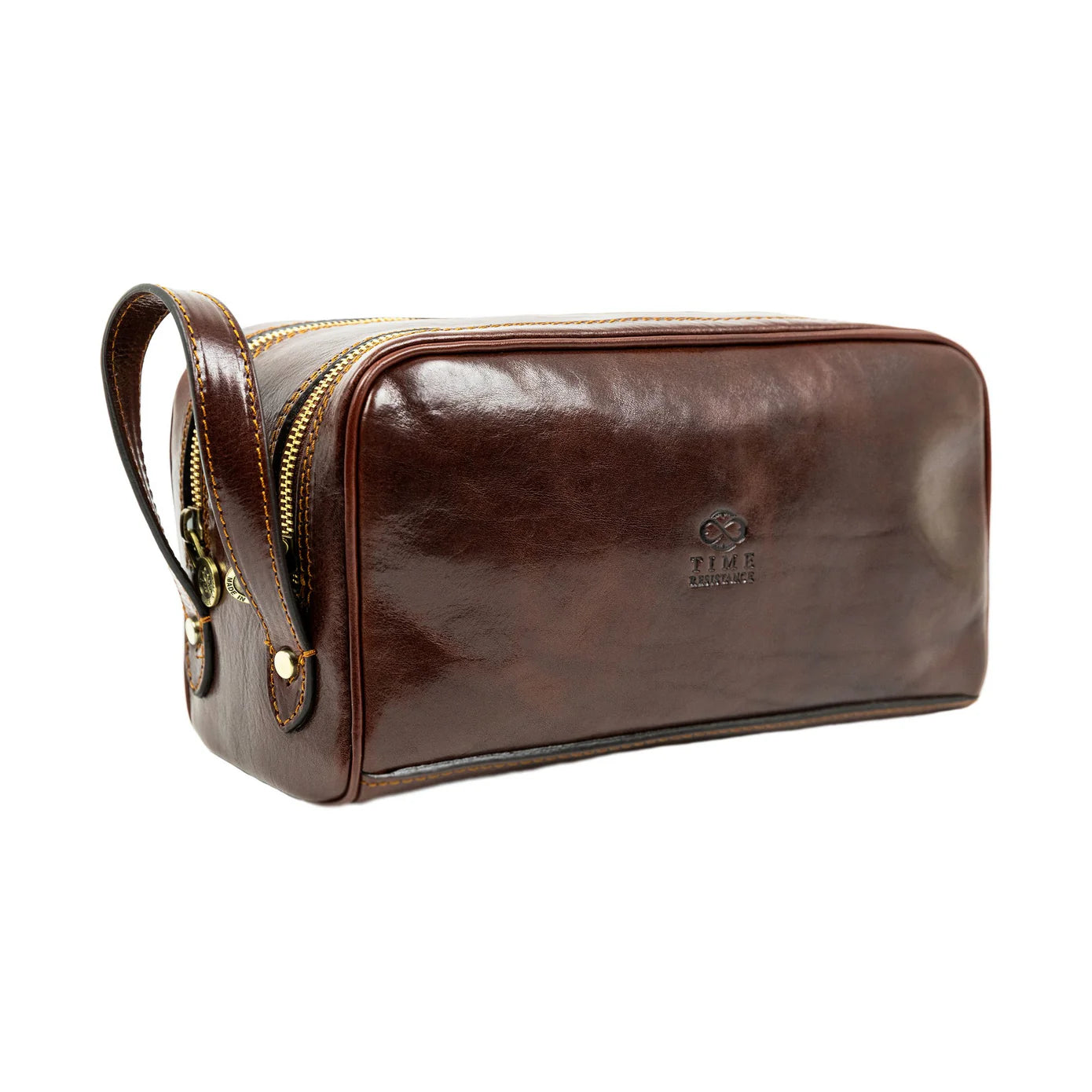 Borsa per cosmetici in pelle marrone italiana - All the Kings Men: Marrone