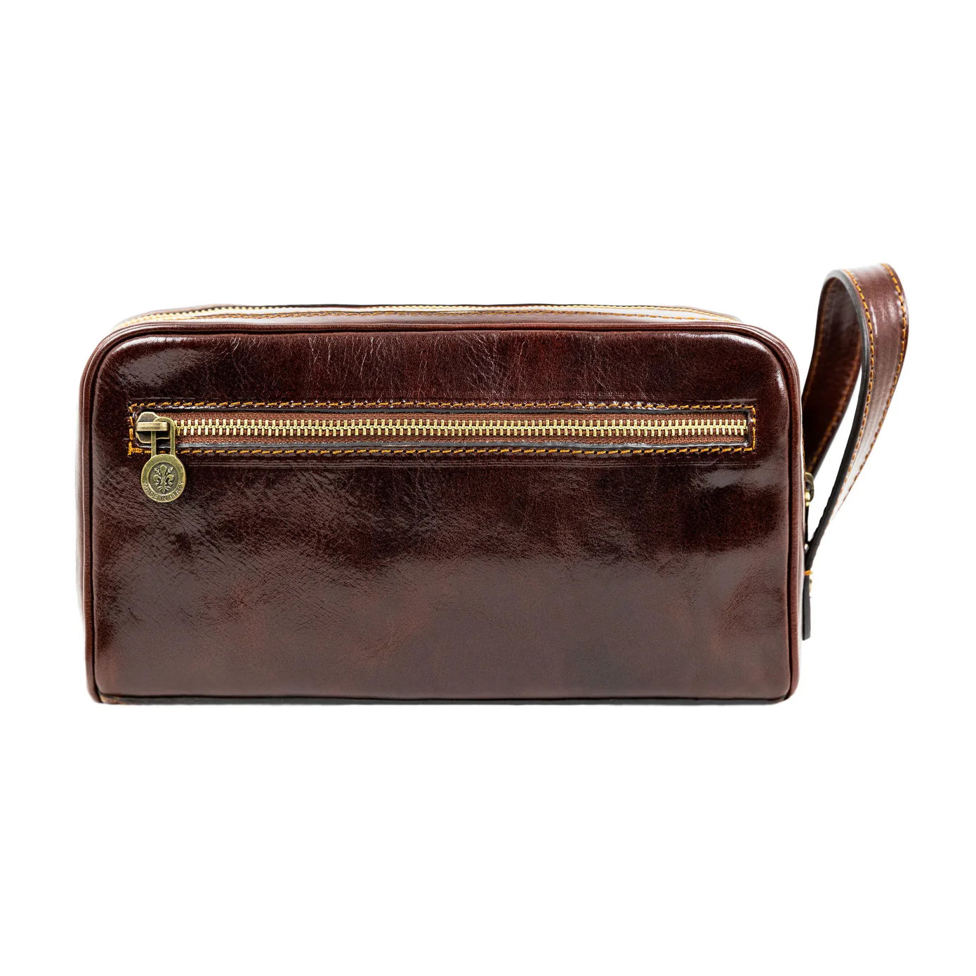 Borsa per cosmetici in pelle marrone italiana - All the Kings Men: Marrone