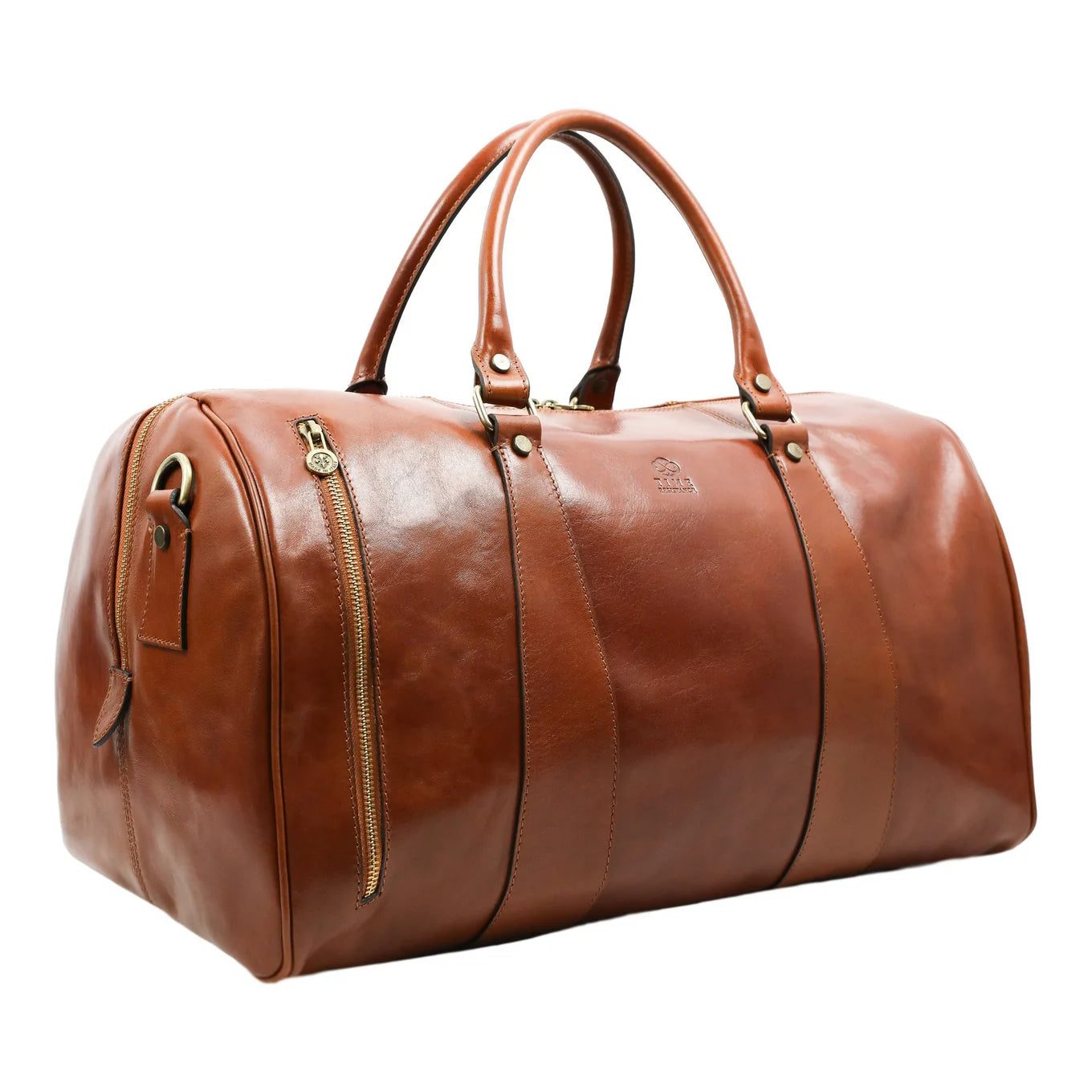 Borsone in pelle artigianale Made in Italy - Wise Children - Cognac