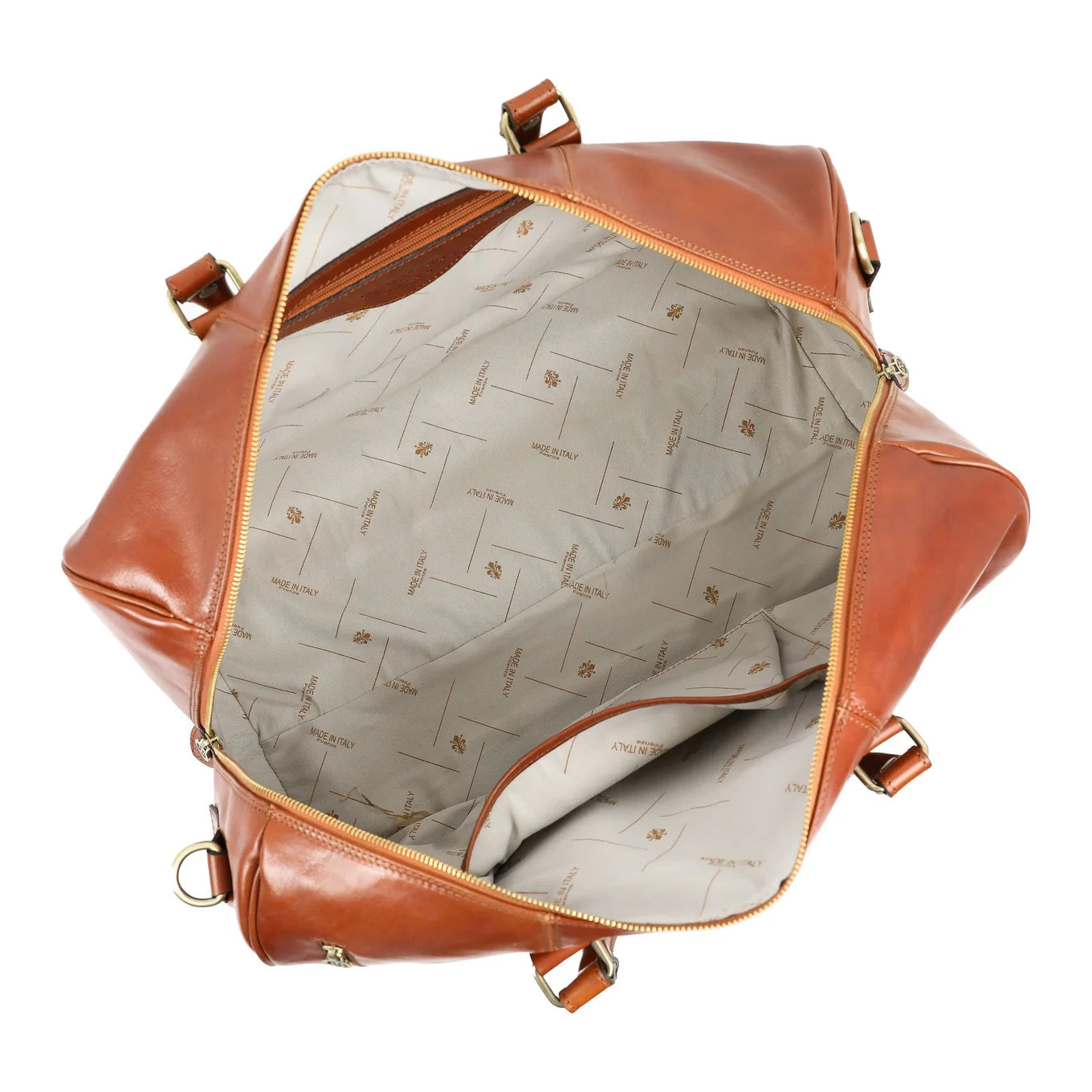 Borsone in pelle artigianale Made in Italy - Wise Children - Cognac
