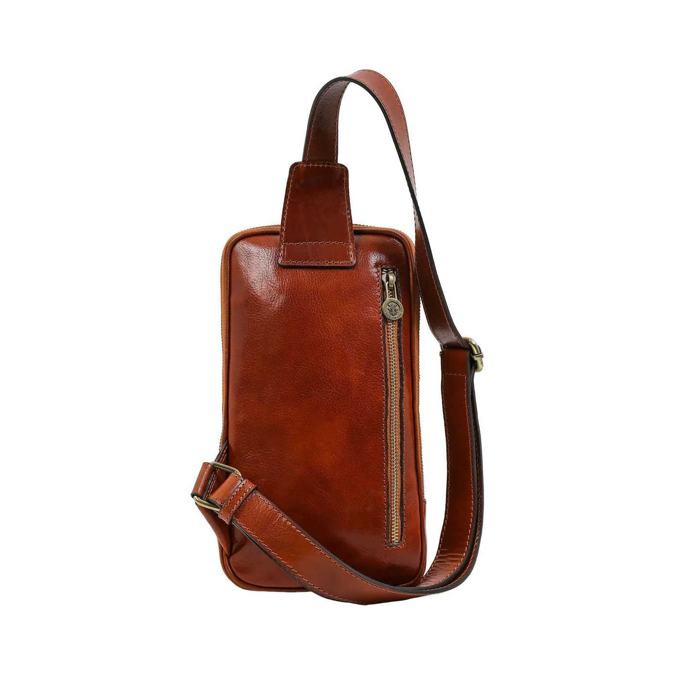 Borsa a tracolla in pelle marrone - Kim: Cognac