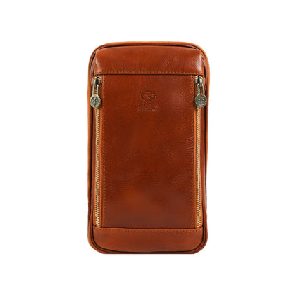 Borsa a tracolla in pelle marrone - Kim: Cognac