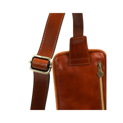Borsa a tracolla in pelle marrone - Kim: Cognac