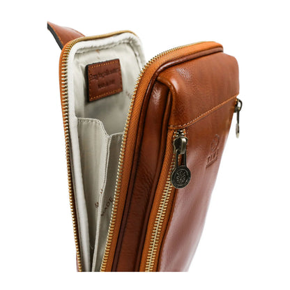 Borsa a tracolla in pelle marrone - Kim: Cognac